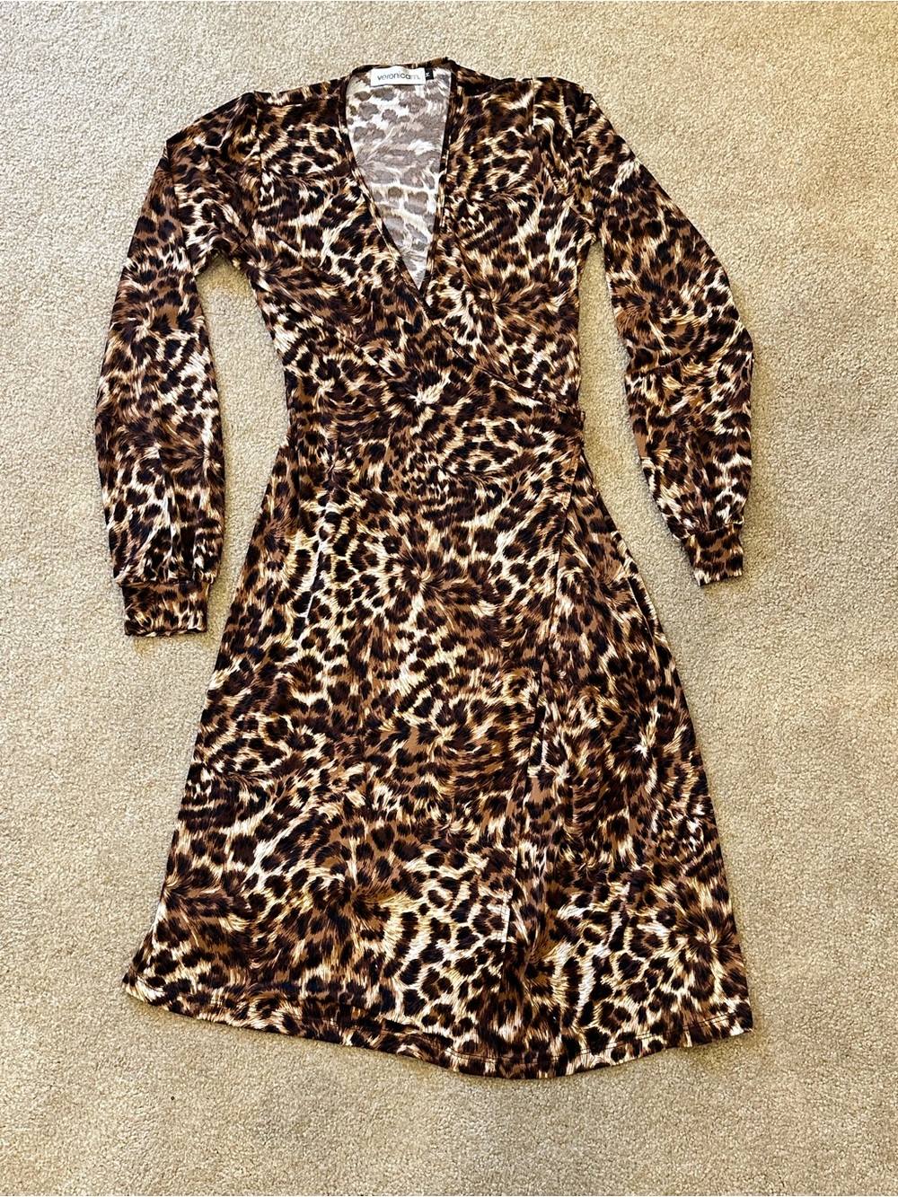 Leopard Long Sleeve Wrap Dress